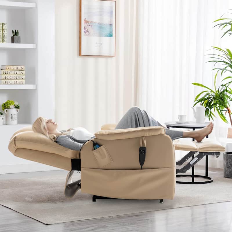 35.5"W Dual Electric Power Lift Recliner,Massage&Heat,180 degrees