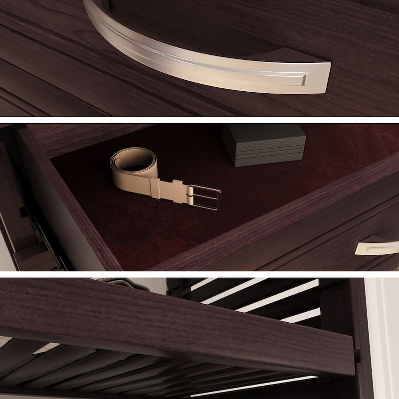 John Louis Home Solid Wood Reach-In Simplicity Closet System with 5-Drawers Espresso