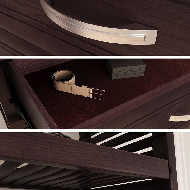 John Louis Home Solid Wood Reach-In Simplicity Closet System with 6-Drawers and Doors Espresso