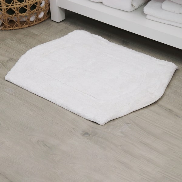 slide 2 of 10, Home Weavers Bathroom Rug, Cotton Soft, Water Absorbent Bath Rug, Non Slip Shower Rug Machine Washable 21"x34" Rectangle White