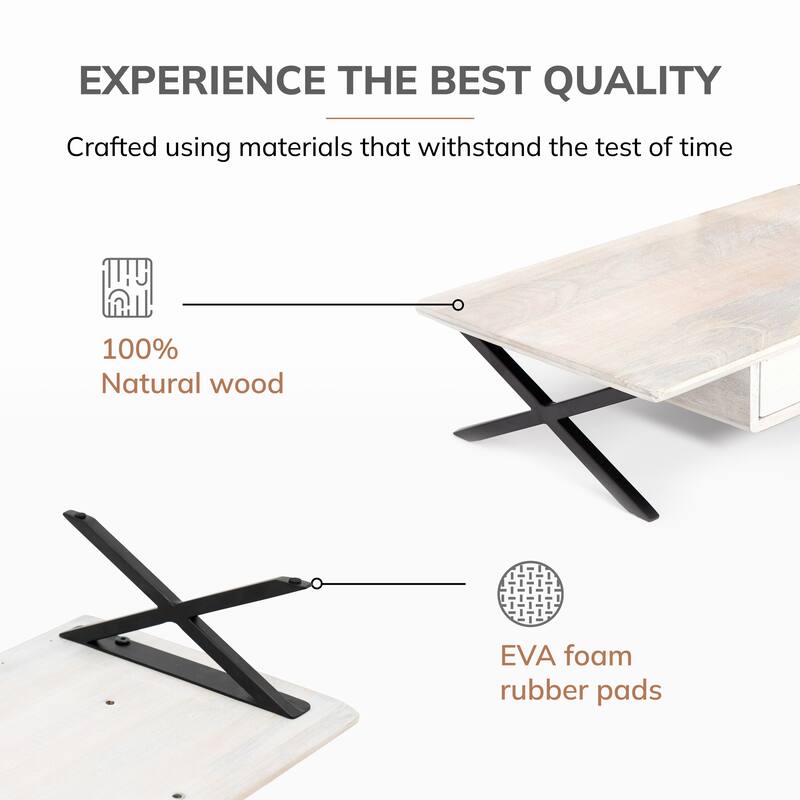 Jani Wood Monitor Stand Riser Desk - Ergonomic Design Stand, Desktop Organizer Table for Home, Office Workspace, Gaming Desk