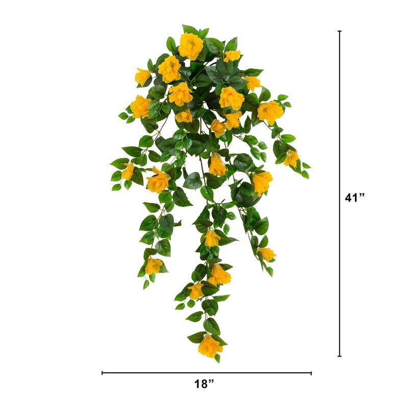 41-in UV Resistant Artificial Hibiscus Hanging Plant - Set of 2