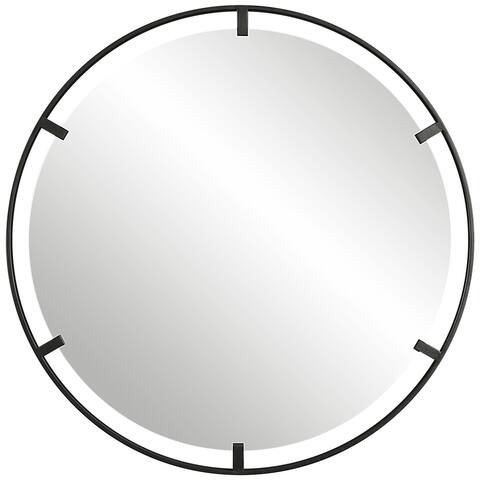 Uttermost Cashel Satin Black Round Iron Mirror