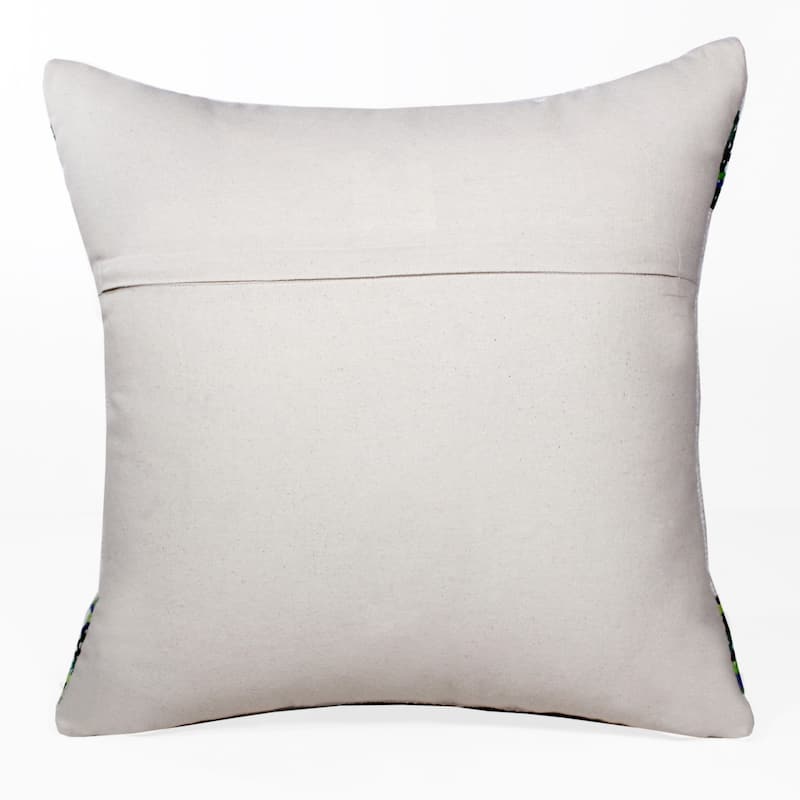 HomeRoots 20" X 20" Green White And Blue 100% Cotton Geometric Zippered Pillow