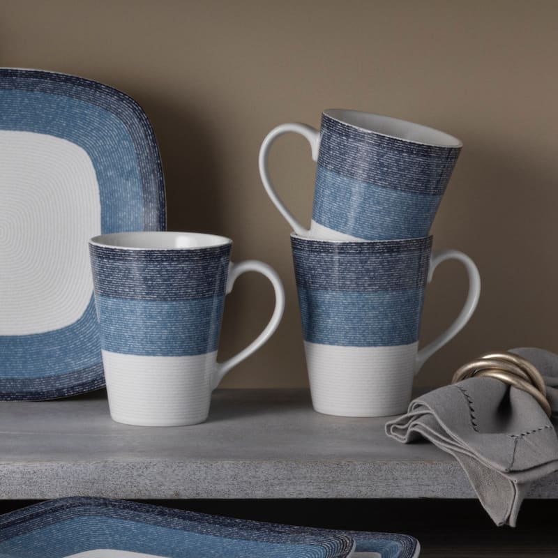 Noritake Colorscapes Layers Set Of 4 Mugs, 12 Oz.