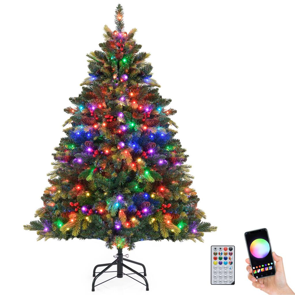 Costway 5/6/7/8 FT Artificial Christmas Tree with 250/370/500/650 RGB - Green - See Details