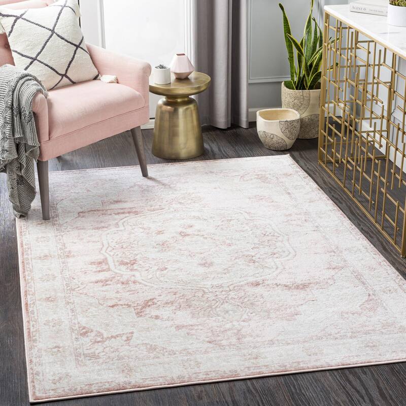 Amber Modern Patchwork Area Rug - 3' 11" x 5' 7" - Blush