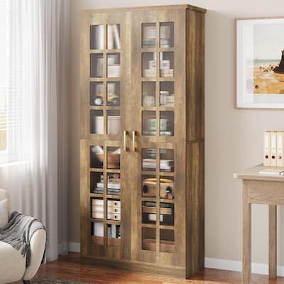 71" Tall Bookcase with Doors and Adjustable Shelves