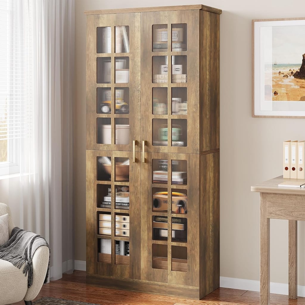71" Tall Bookcase with Doors and Adjustable Shelves