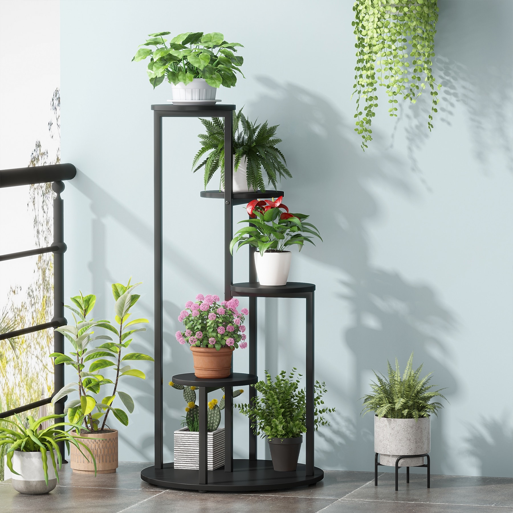 4-Tier Plant Stand Indoor, Tall Wood Plant Shelf Holders, Set of One -  19.68L* 19.68W* 40.94H
