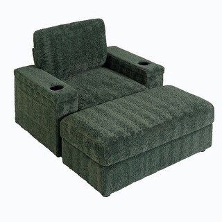Faux Rabbit Fur Sofa Bed with Storage Ottoman and Armrests - Bed Bath ...