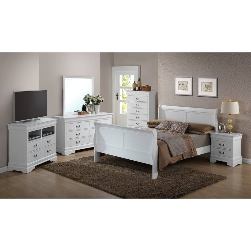 King Sleigh Wooden Bed with High Footboard - 90" - White
