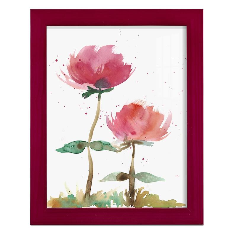 Pink Fleurs I -Framed Print w/glass-Cherry Red