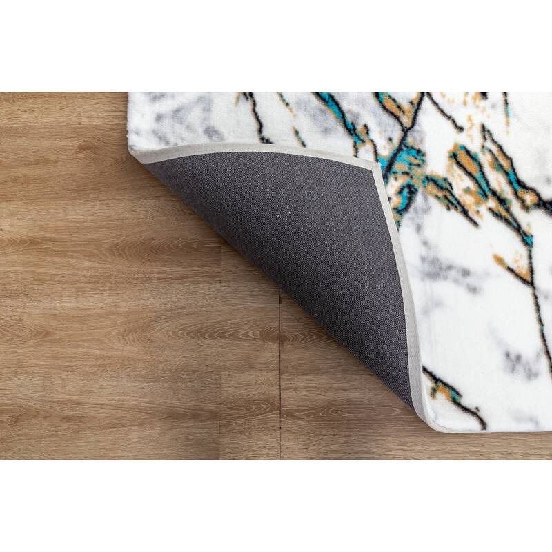 Luxury Collection White/Blue 5x7 Area Rug - 5' X 7'