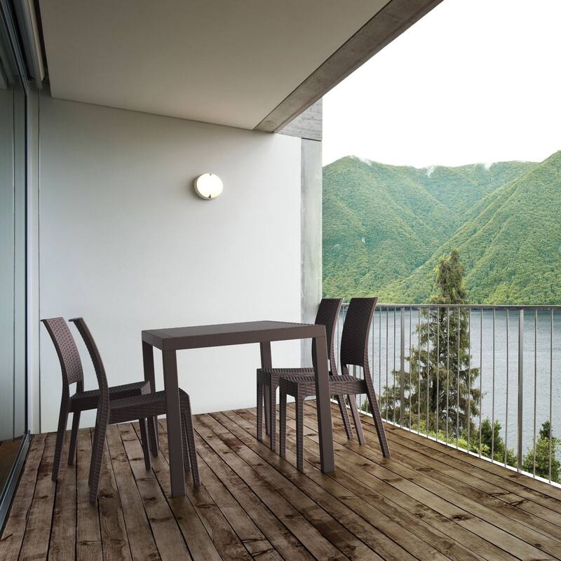 5-Piece Coffee Brown Wickerlook Square Patio Dining Set 34"