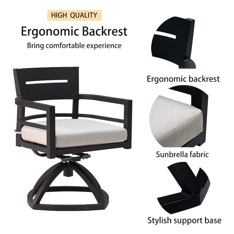 GDFStudio - Aaron Aluminum Outdoor Patio Swivel Rocker Chairs (Set of 2) with Sunbrella Cushions