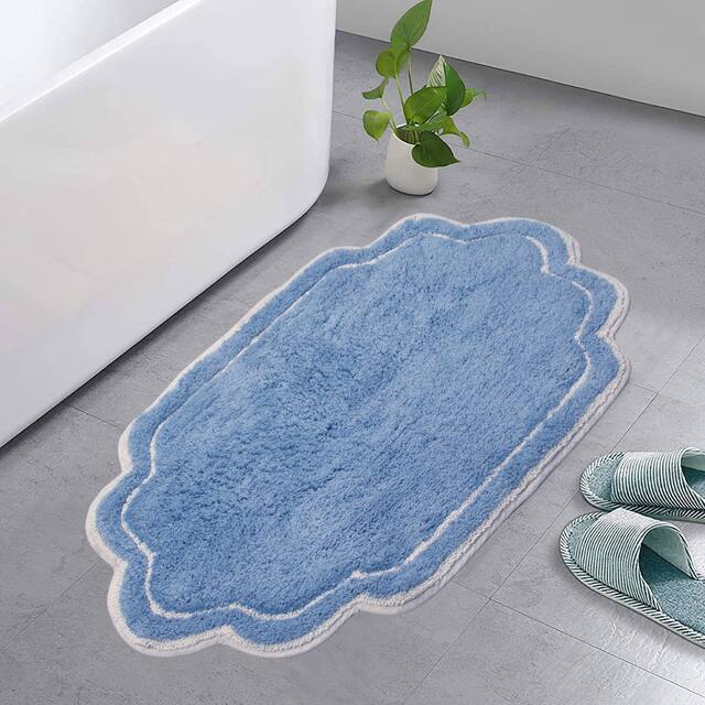 Home Weavers Allure Collection Absorbent Cotton, Machine Washable and Dry Bath Rugs - 21"x34" - Blue