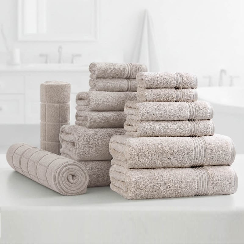 Superior LUX 14 PC Egyptian Cotton Bundle - Stone