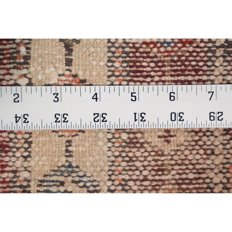 Hand Knotted Oriental 100% Wool Carpet Traditional Geometric Red Bakhtiari Runner Rug - 9' 11'' X 3' 6''