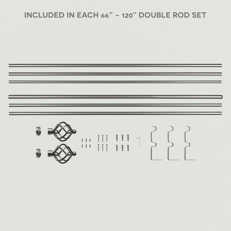 ATI Home Torch Double Curtain Rod and Finial Set