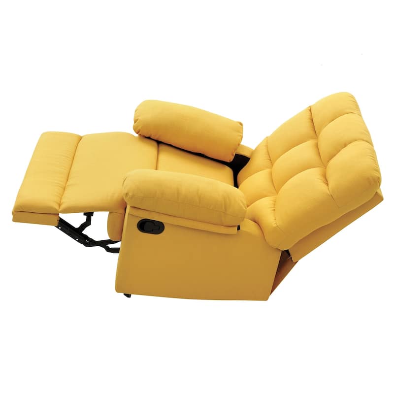 Fabric Upholstered Reclining Chair with Padded Arms - 39" - Yellow