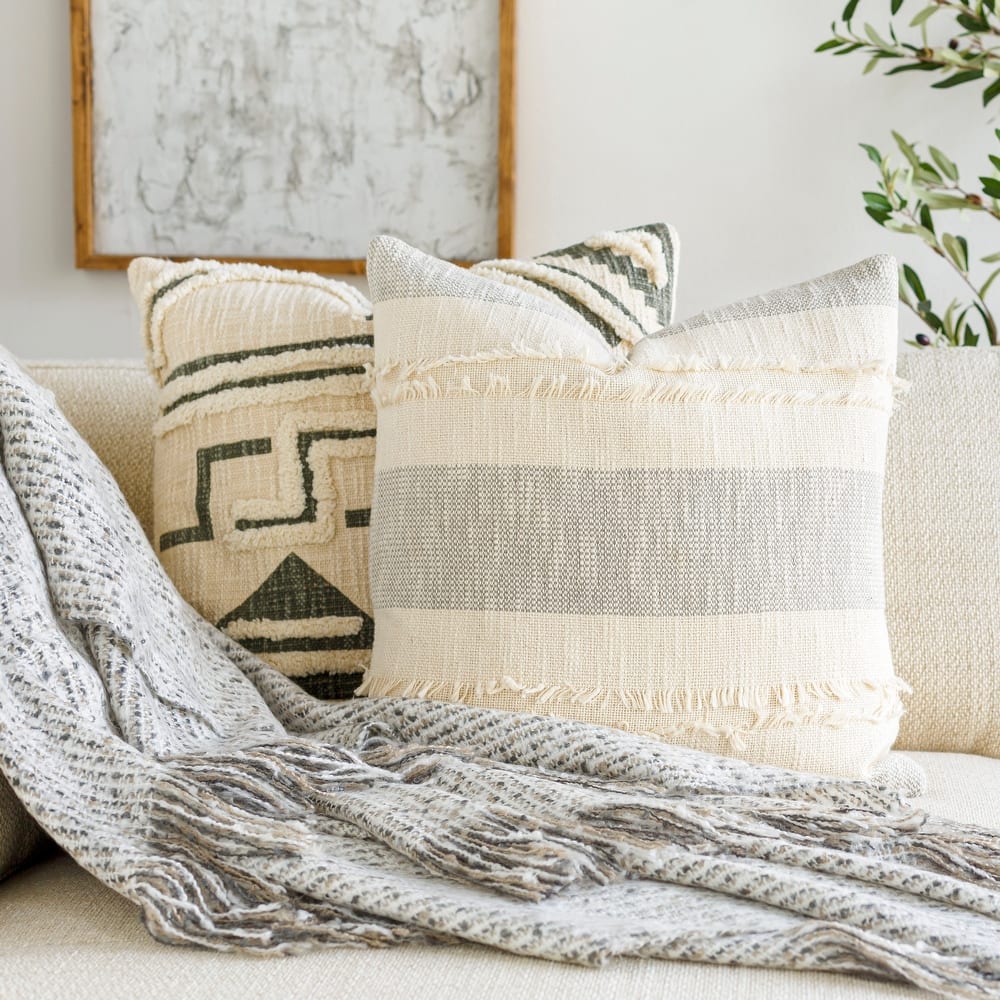 Roberta Striped Farmhouse Throw Pillow