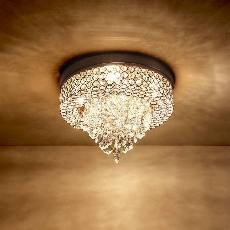 GetLedel 4-Light Tiered Crystal Flush Mount