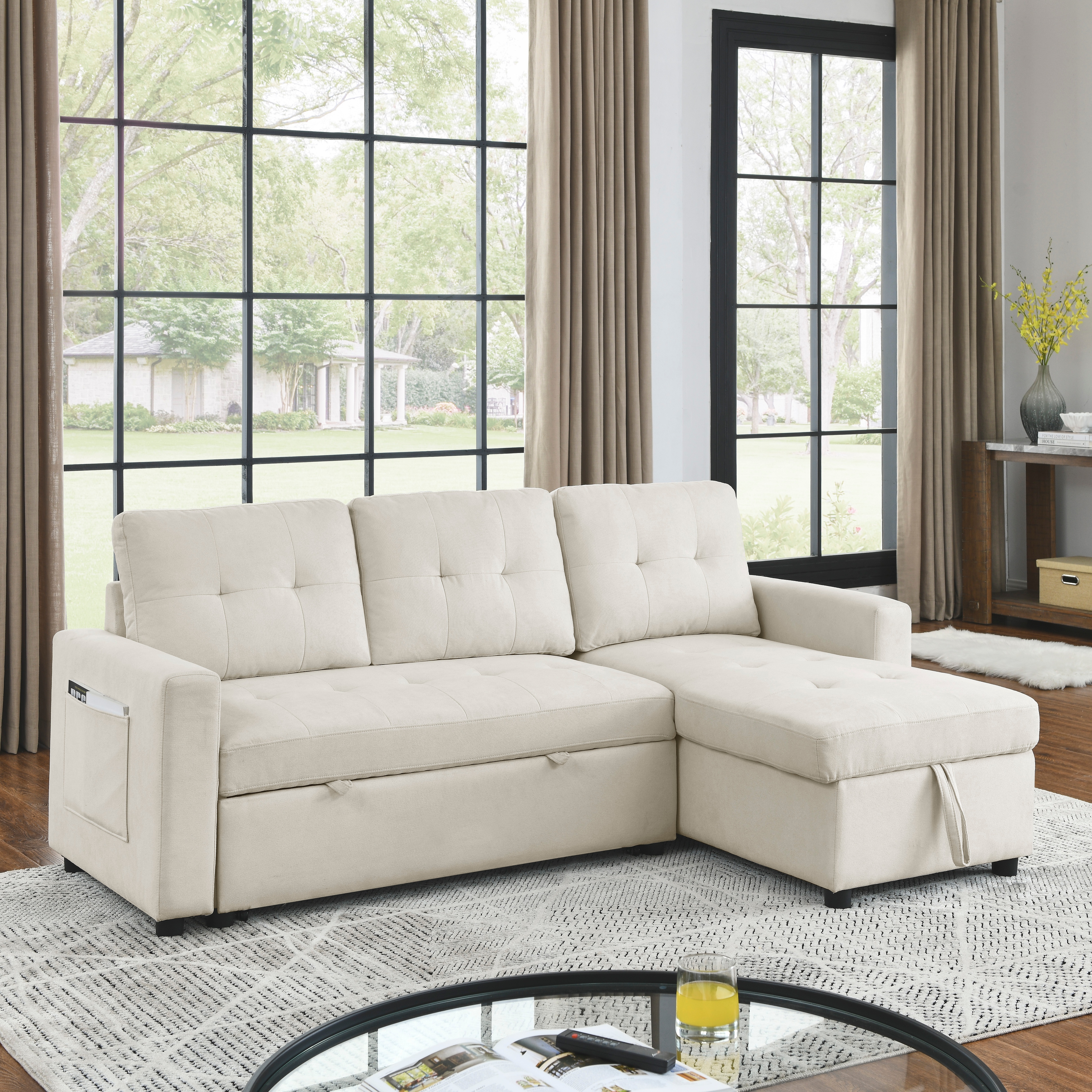 Convertible couch with storage cheap