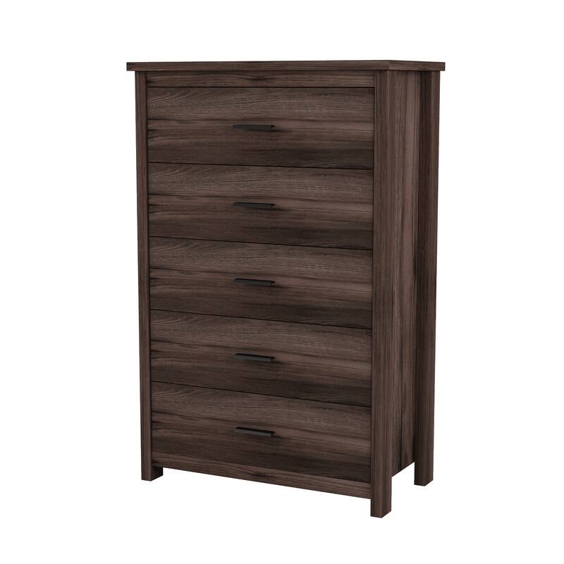 Wardrobe Dresser with 5 Drawer Modern Tall Chest of Drawers, Walnut