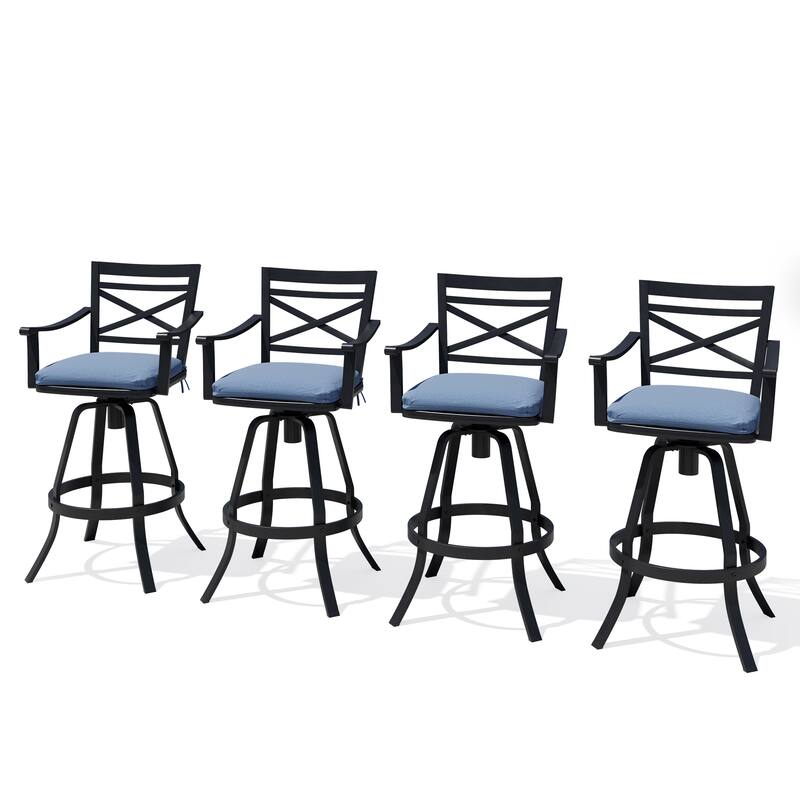 Outdoor Aluminum Swivel Bar Stools with Sunbrella Cushion