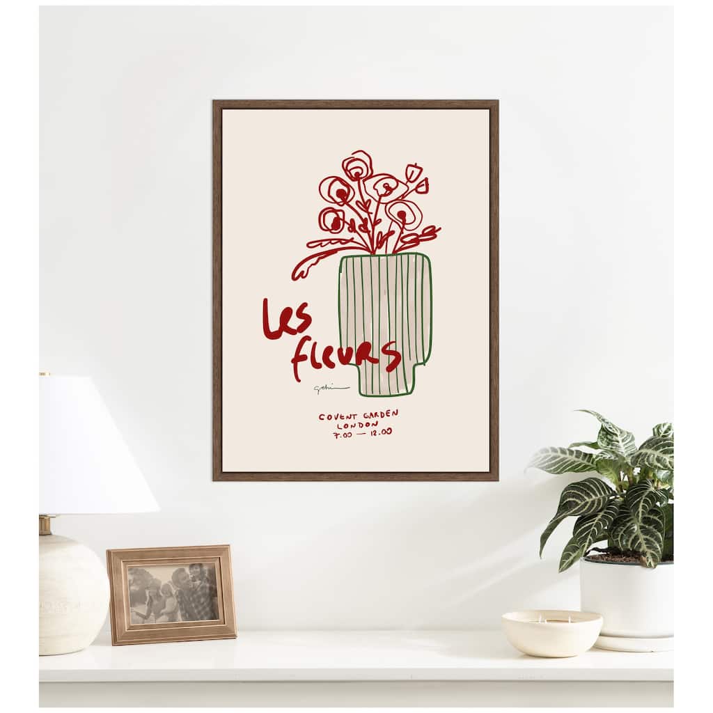 Kate and Laurel Les Fleurs by Gabrielly Guedes Framed Canvas Wall Art Print