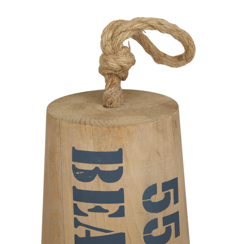 Wood Buoy Door Stopper Decorative Sculpture with Rope Accents - Set of 2 Brown - Roche River Decor
