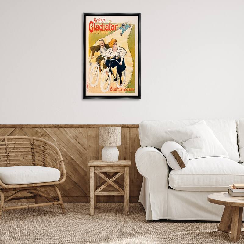 Stupell Vintage Cyclists Poster Framed Floater Canvas Wall Art Design By Marcus Jules