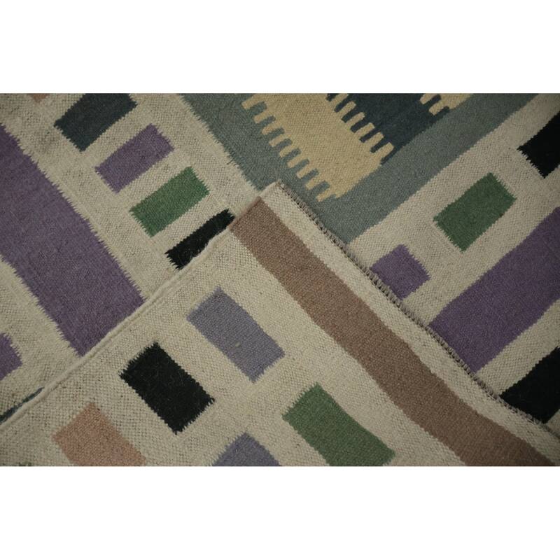 Hand Woven Oriental 100% Wool Carpet Southwestern Geometric Multi-Colored Kilim Area Rug - 10' 0'' X 9' 9''