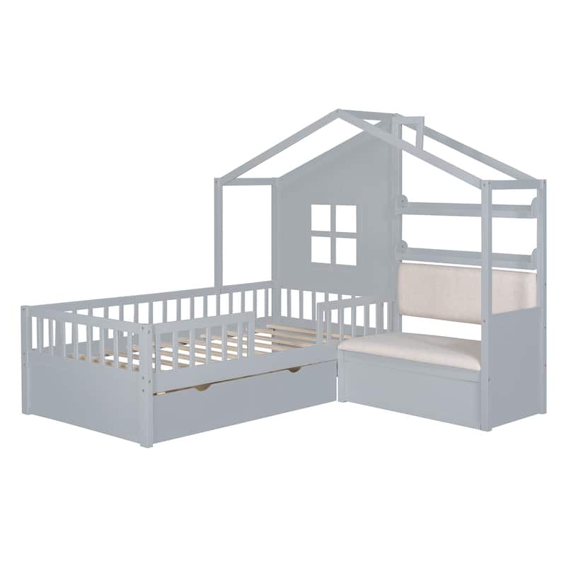 Twin House Bed with Cozy Sofa by Harper&Bright Designs