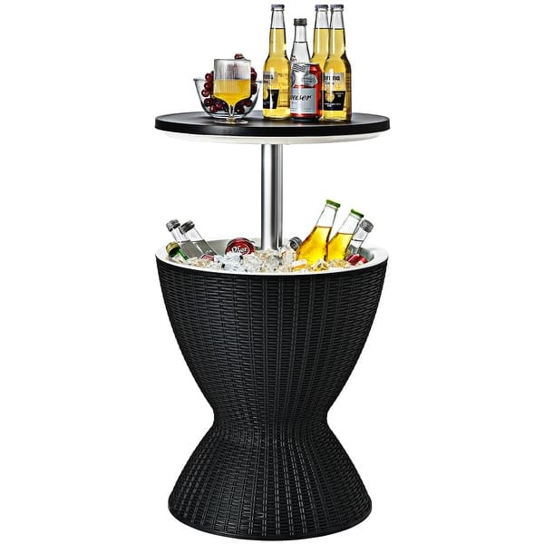 slide 2 of 23, Gymax 8-Gal Patio Ice Cooler Bucket Cool Bar Side Table w/ Retractable - 19'' x 22.5''