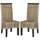 preview thumbnail 12 of 16, SAFAVIEH Ilya Woven Wicker Dining Chair Set of 2, Grey, Transitional - 17.3" x 24" x 39.3"