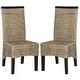 preview thumbnail 3 of 16, SAFAVIEH Ilya Woven Wicker Dining Chair Set of 2, Grey, Transitional - 17.3" x 24" x 39.3"
