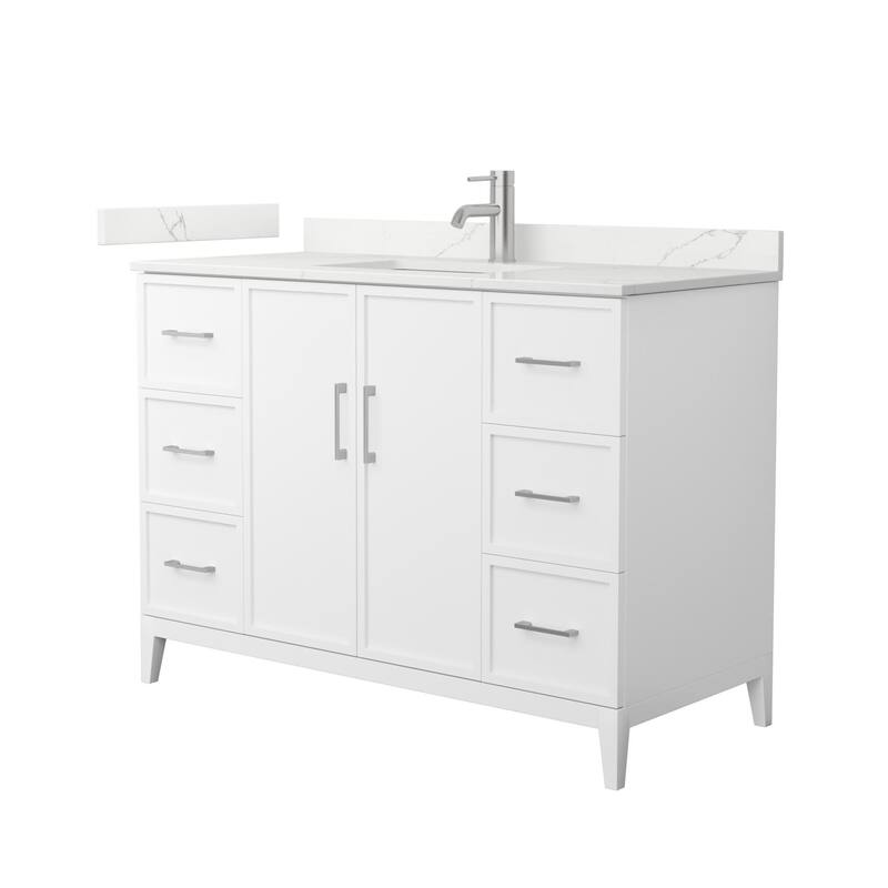 Wyndham Collection WCH717148S-QTZ-UNSMXX Elan 48" Free Standing Single - White / Giotto Quartz Top / Brushed Nickel