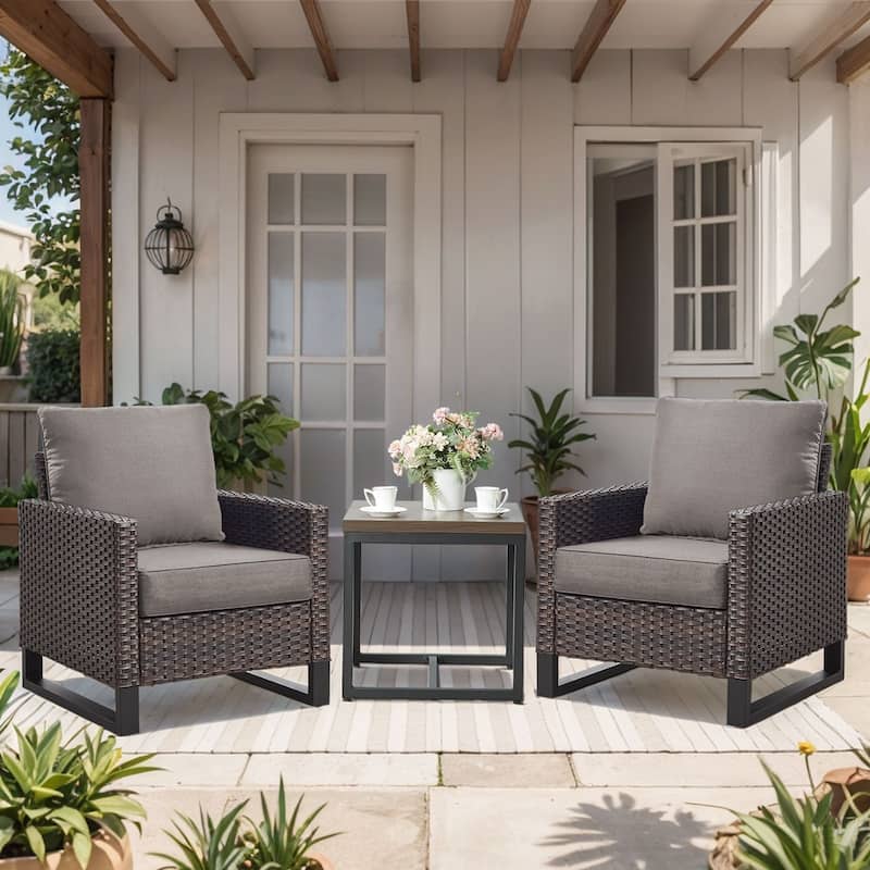Gymojoy 24"x24"x6" Thick Cushions & Pillows Set - Deep Seat Indoor/Outdoor Water & Fade Resistant