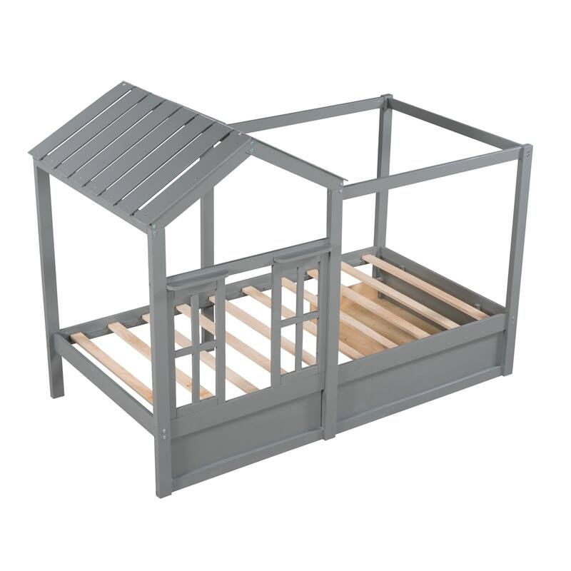 Merax House Bed with Roof, Window and Drawer