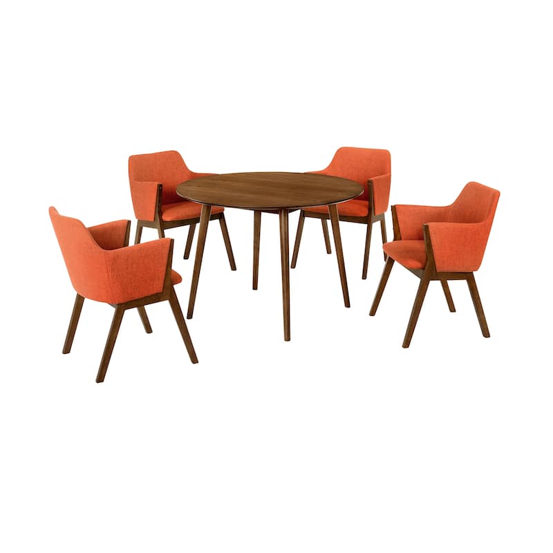 Arcadia and Renzo 42" Round Wood 5 Piece Dining Set