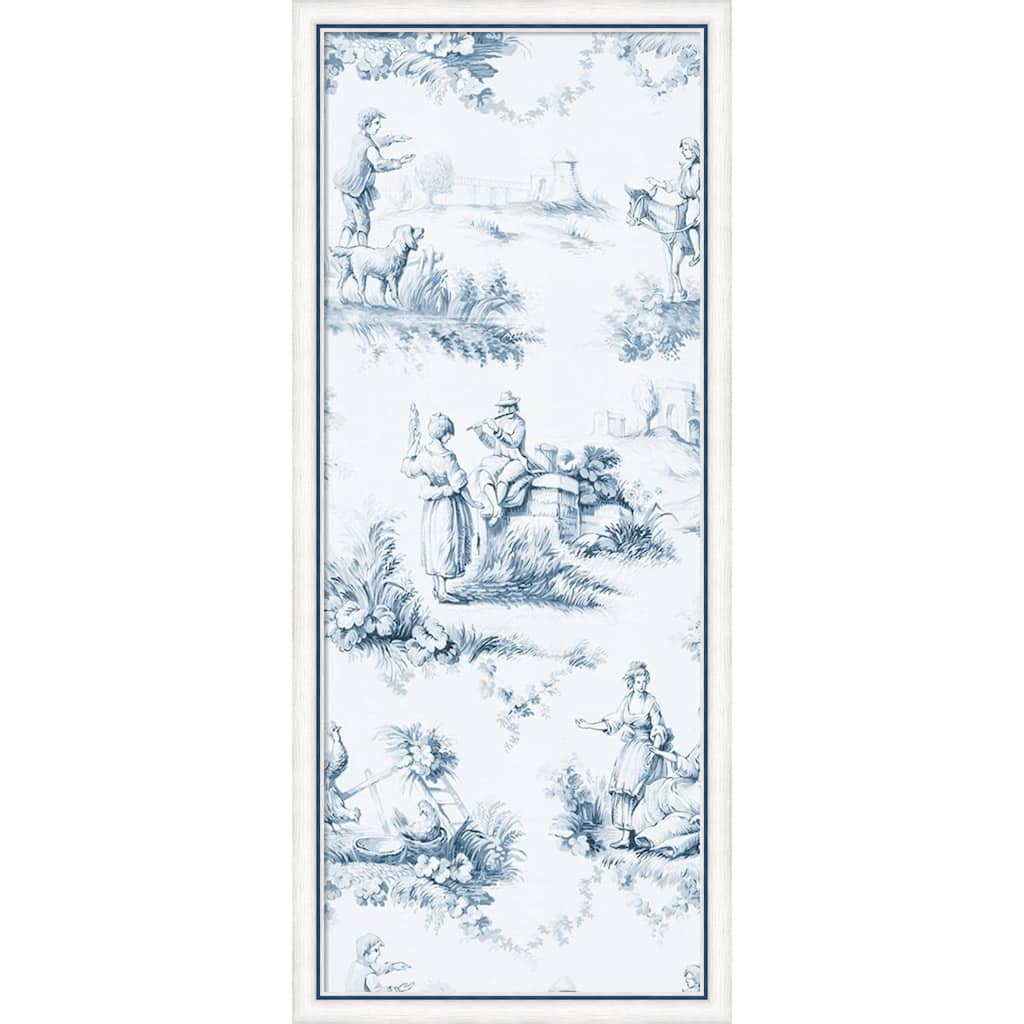 Amanti Art Framed Fabric Pinboard Toile Design in Blue by Baxter Mill Archive Printed Bulletin Board