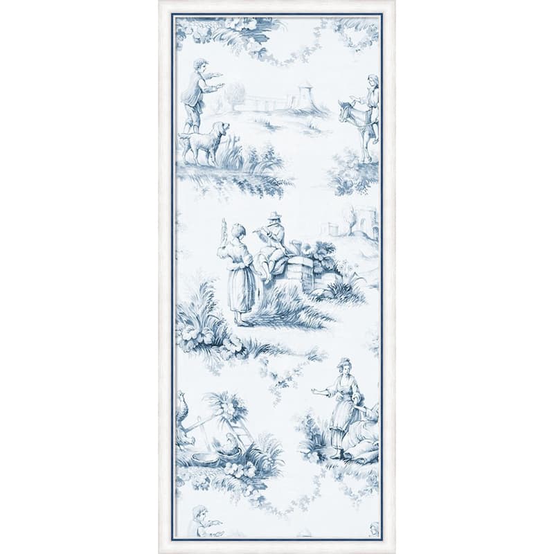 Amanti Art Framed Fabric Pinboard Toile Design in Blue by Baxter Mill Archive Printed Bulletin Board