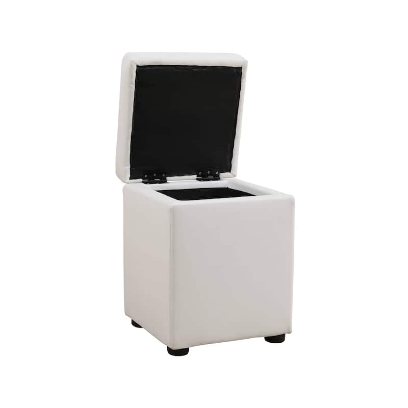 Pure White Cat-Scratch Leather Living room Square High Stool - White
