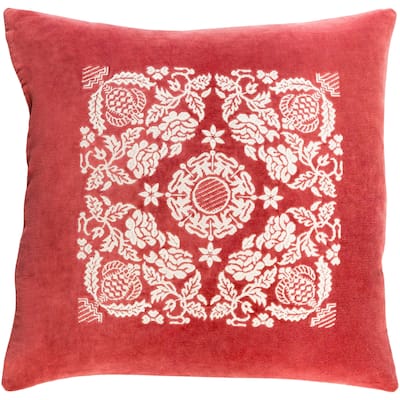 Dinesha Traditional Medallion Red Feather Down or Poly Filled Throw Pillow 22-inch