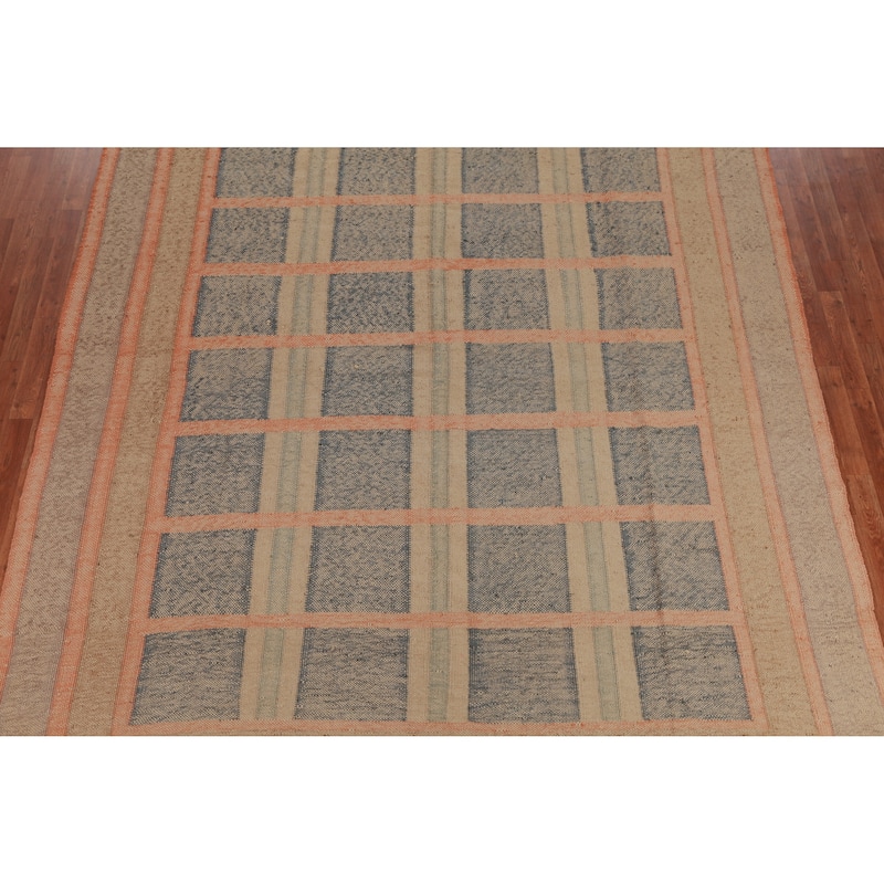 Hand Woven Oriental 100% Jute Carpet Southwestern Modern Beige & Ivories Kilim Area Rug - 10' 0'' X 8' 11''