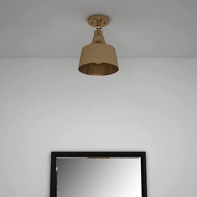 1 Light Ceiling fixture in Satin Gold with same color Metal Shade - Satin Gold - W:11.22*H:8.35