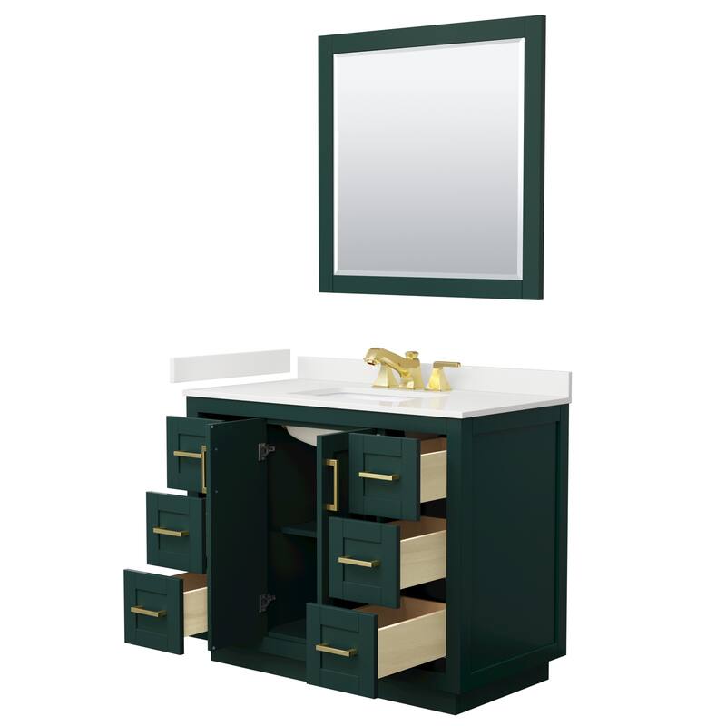 Miranda 42-inch Single Vanity, Quartz Top, 34-inch Mirror