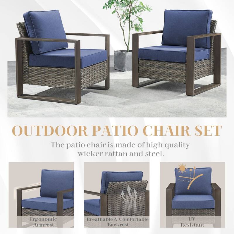 Gymojoy Patio Furniture Chair with Rattan Sofa Ottomans